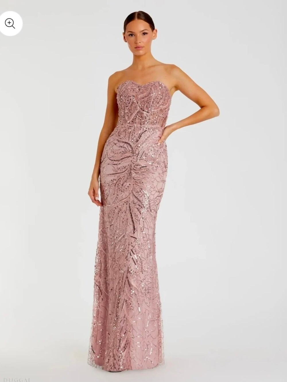 MAC DUGGAL, Pink Beaded Sequin Strapless Trumpet Gown, Size 4, MSRP $698 - Picture 5 of 10